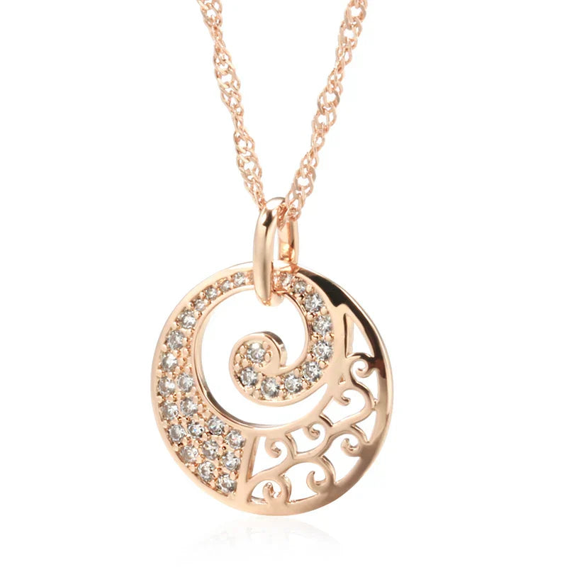 Elegant Rose Gold Crystal Flower Necklace