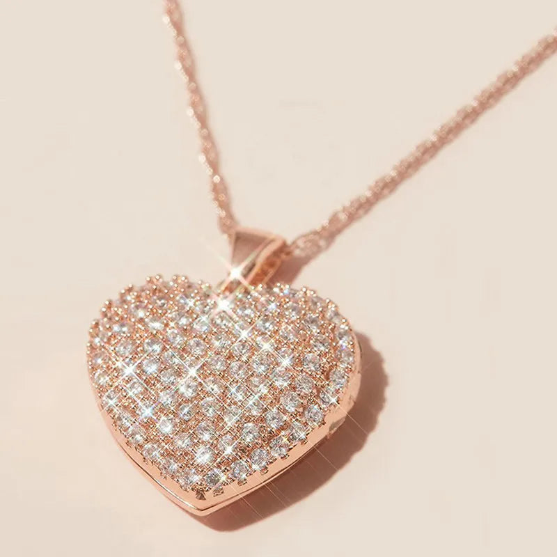 Timeless Rose Gold Paved Heart Neckband