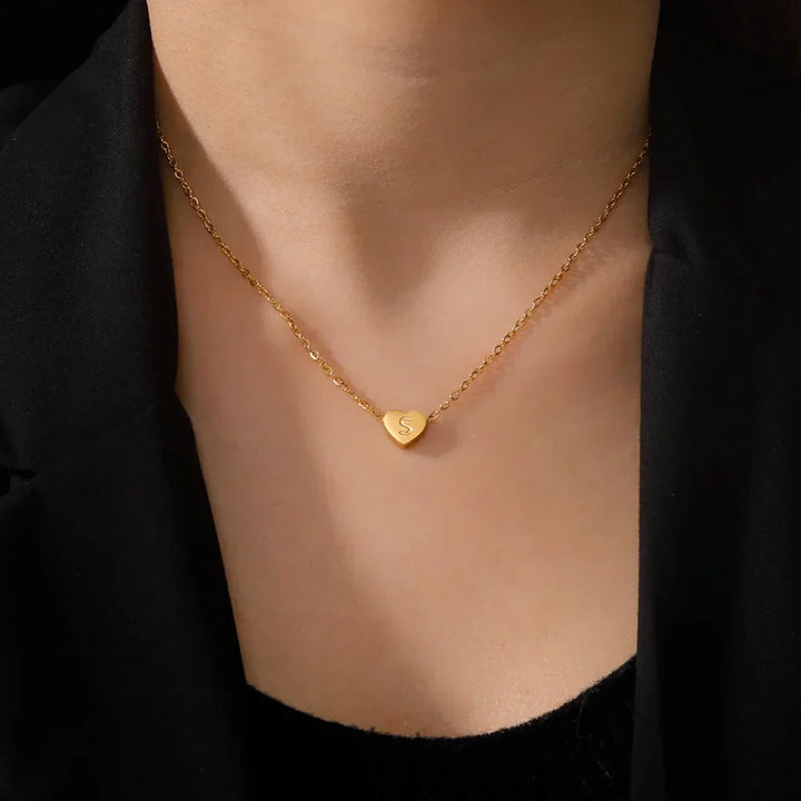 Timeless Initial Choker Necklace with Heart