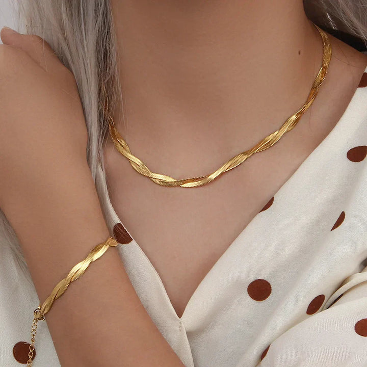 Timeless Gold Plated Necklace and Bracelet Set
