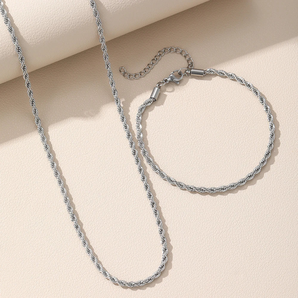 Retro twisted necklace and bracelet set