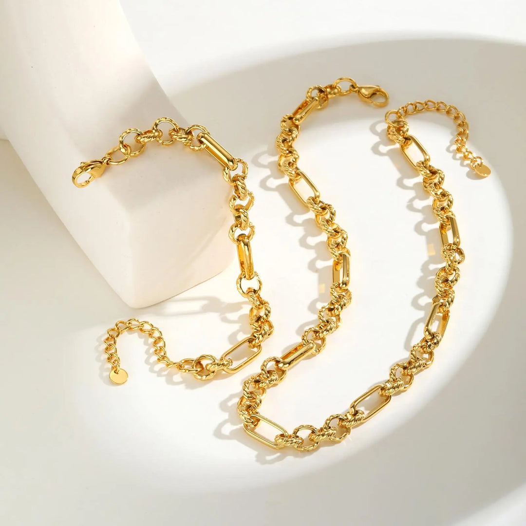 Antique Gold Plated Chain Jewelry Set