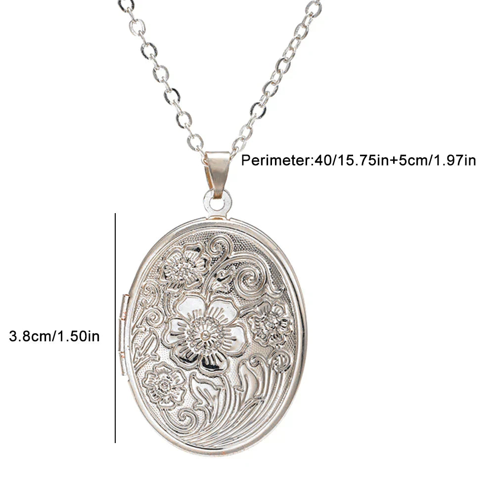 Timeless Oval Photo Locket Necklace with Engraving