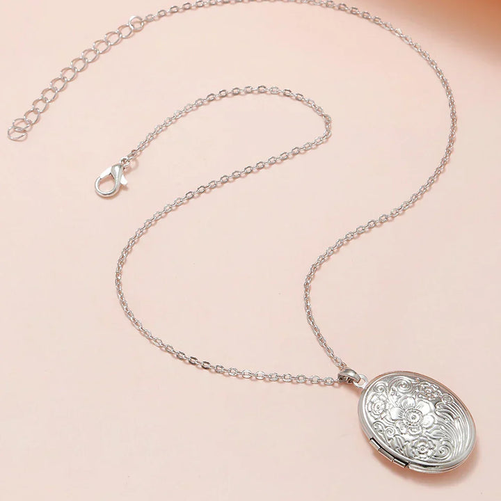 Timeless Oval Photo Locket Necklace with Engraving