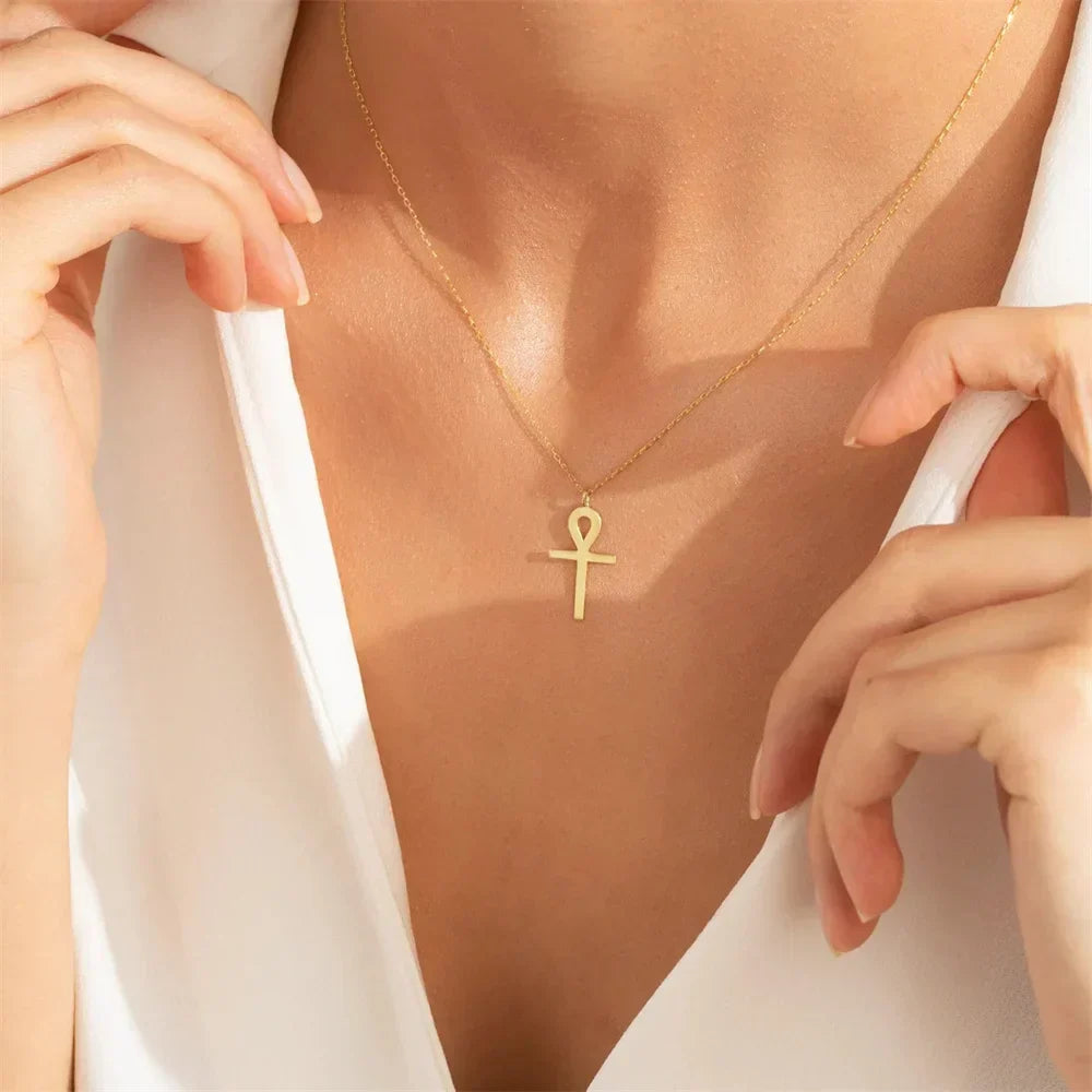Goldenes Ankh Anhänger Necklace