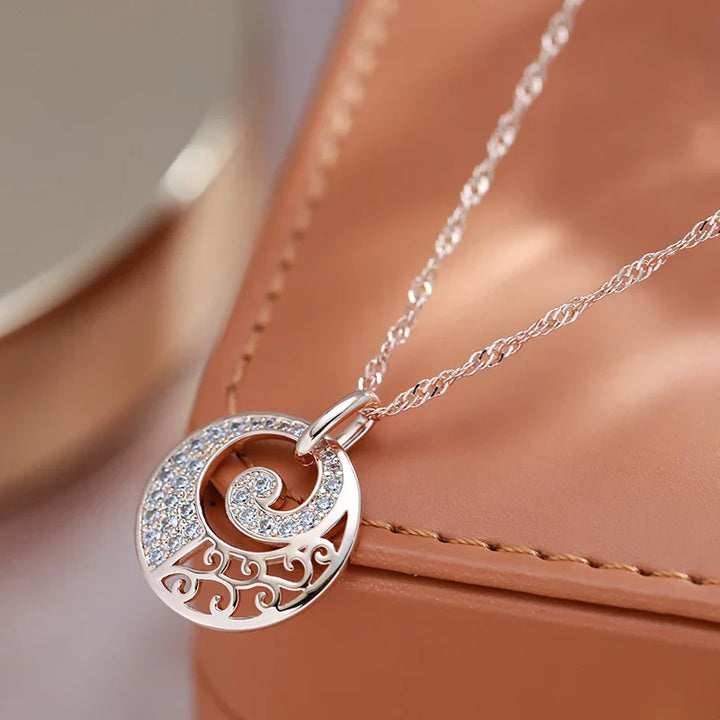Elegant Rose Gold Crystal Flower Necklace