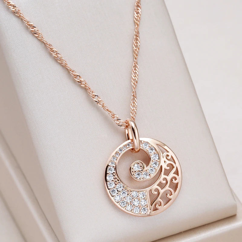 Elegant Rose Gold Crystal Flower Necklace
