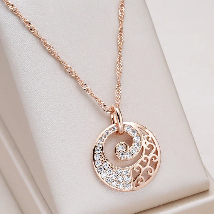 Elegant Rose Gold Crystal Flower Necklace