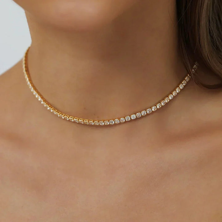 Exclusive Moissanite Tennis Necklace in Gold