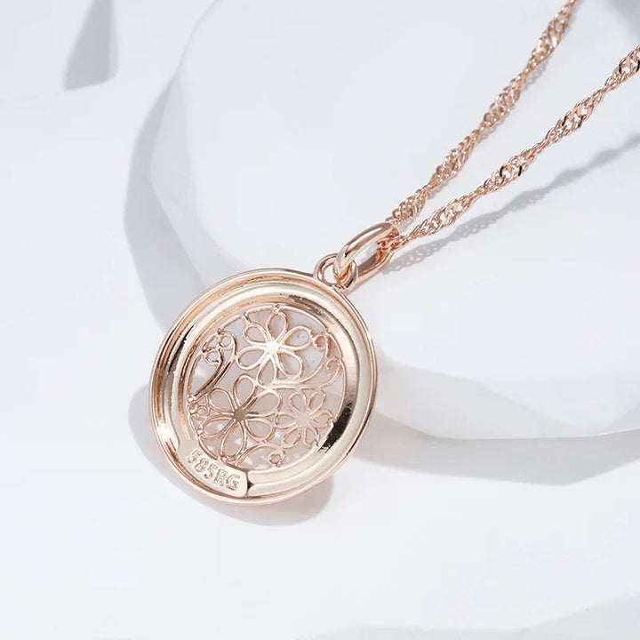 Elegant Rose Gold Boho Flower Necklace