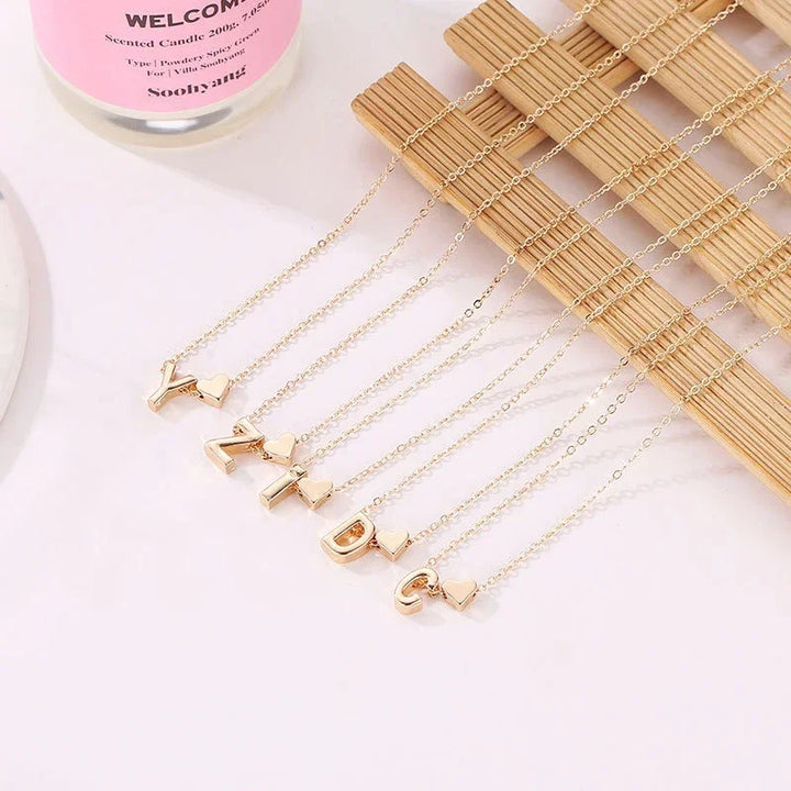 Elegant Gold Heart Initials Necklace