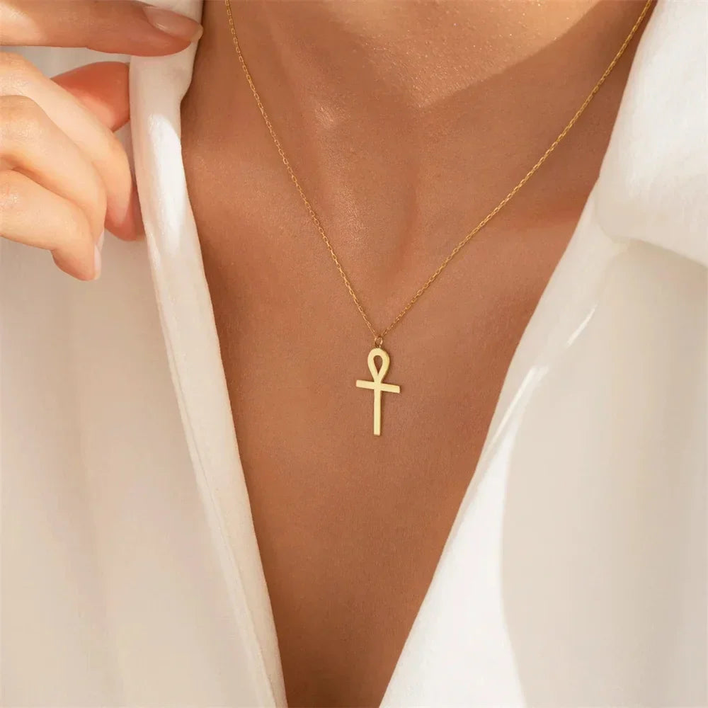 Goldenes Ankh Anhänger Necklace