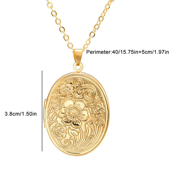 Timeless Oval Photo Locket Necklace with Engraving
