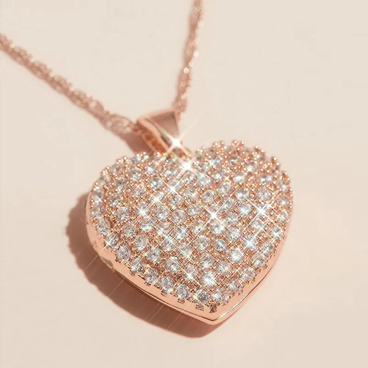 Timeless Rose Gold Paved Heart Neckband
