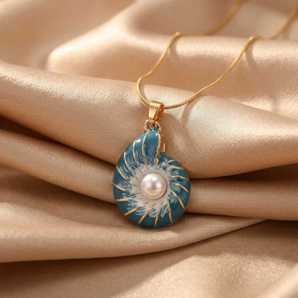 Pearl Blue Seashell Necklace