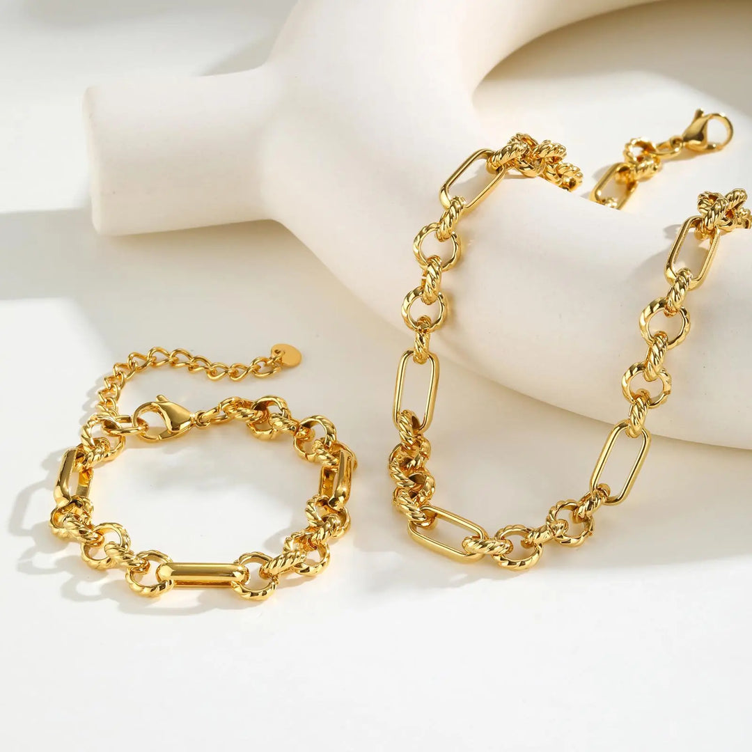 Antique Gold Plated Chain Jewelry Set