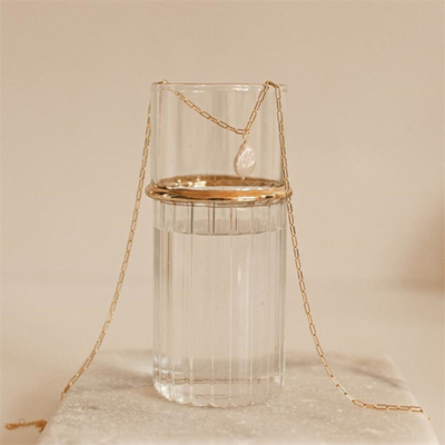 KOS Gold Paperclip Necklace with Pearl