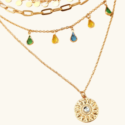 FOR HER Layered Crystal Necklace