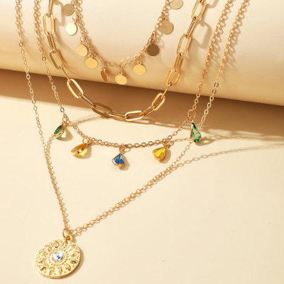 FOR HER Layered Crystal Necklace