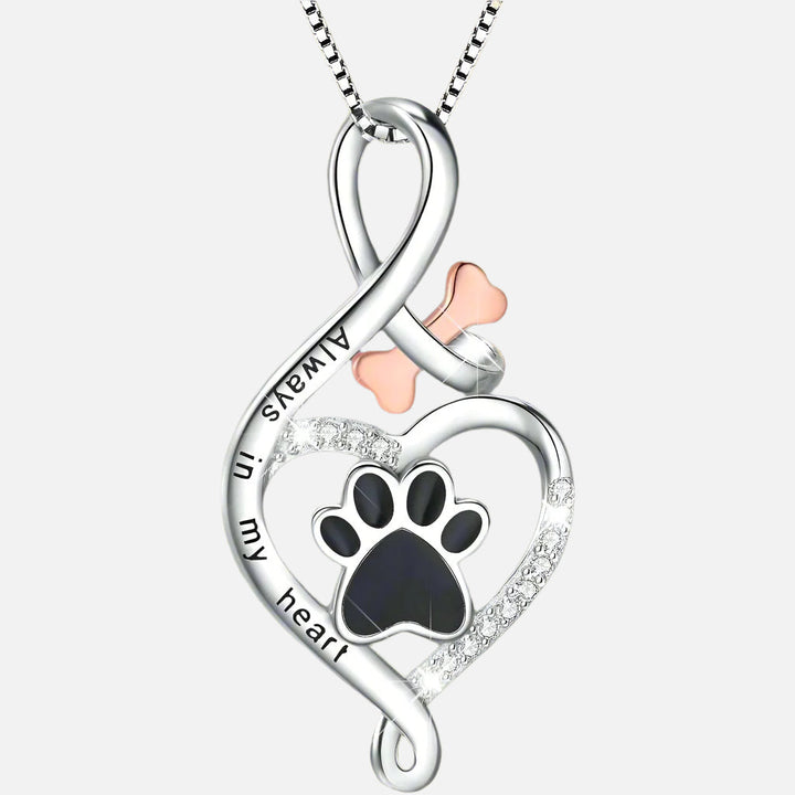 Happy Paw Necklace with Heart, Bone and Infinity Symbol