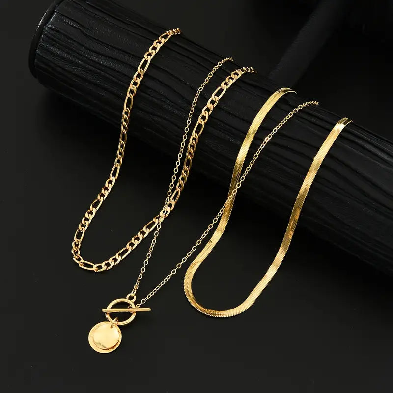 Elegant Gold Textured Coin Necklace