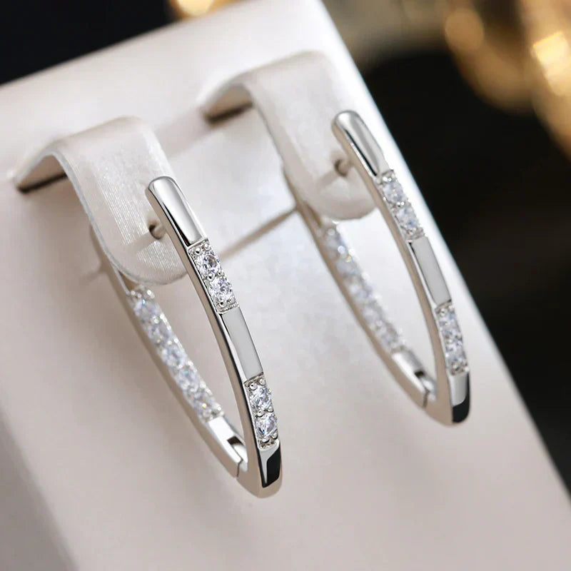 Timeless Gold-Plated Earrings with Cubic Zirconia Stone