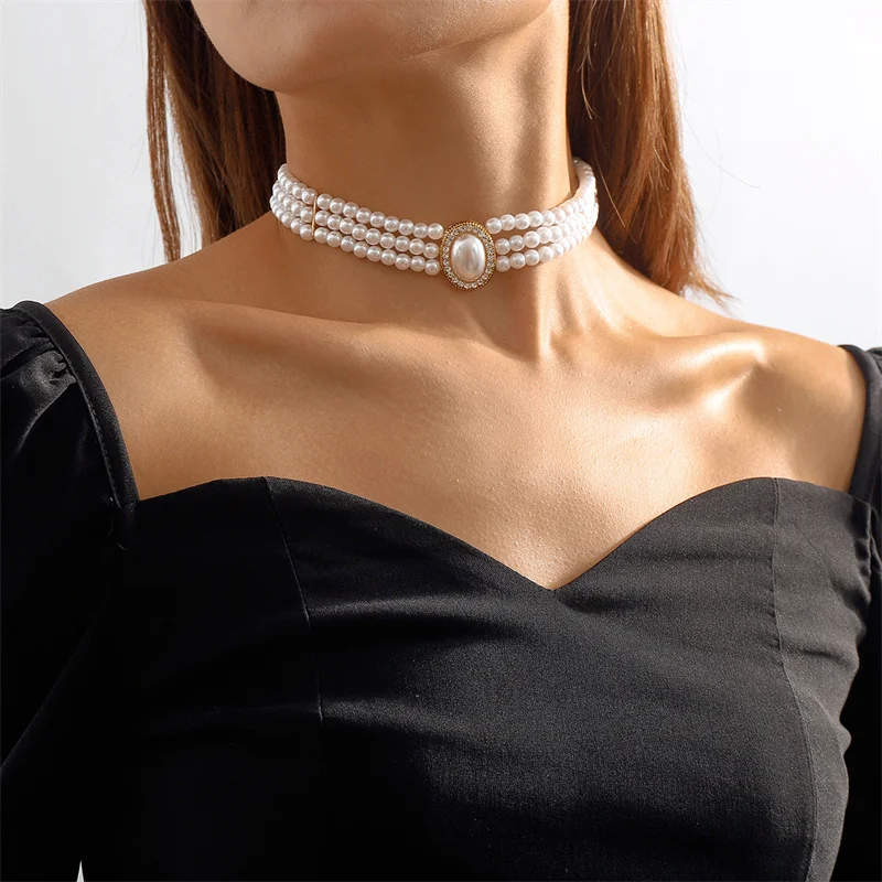 Elegant Three-Strand Pearl Necklace