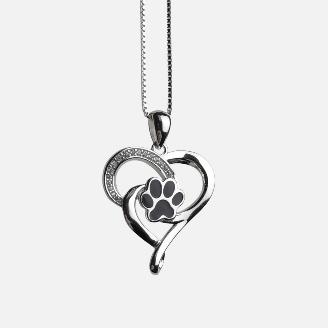 Stainless steel necklace with infinity symbol, heart and paw