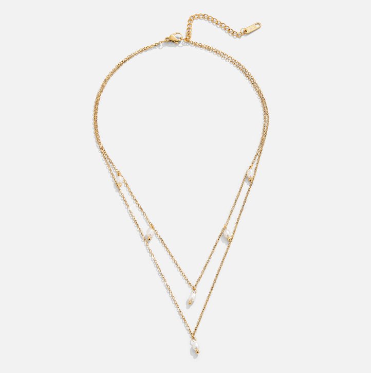 Multilayer Necklace with Pearl Drops