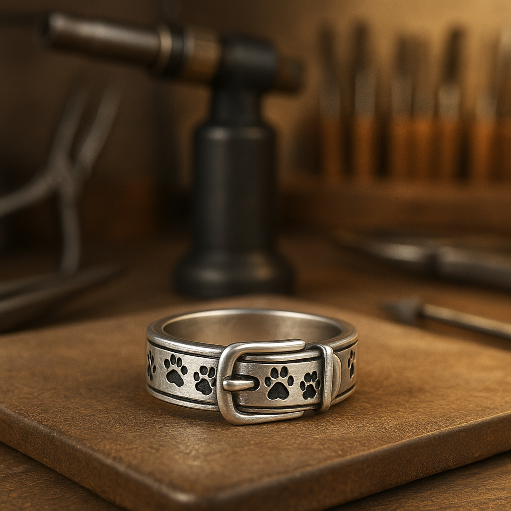 Charming and elegant dog-inspired necklace ring